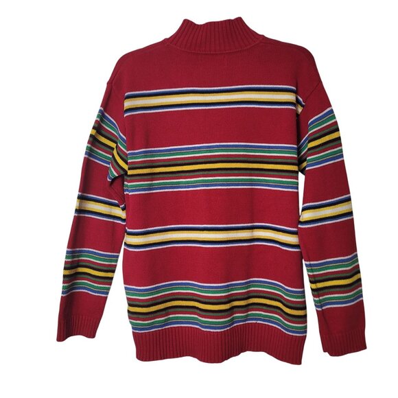 Lauren Ralph Lauren Red Stripe Half-Zip Cotton Pullover Sweater Women's Size M-L - Picture 6 of 9